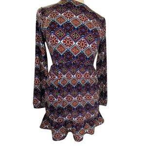 One Clothing Vtg Empire Waist Dress Red Floral Geometric Y2K Boho Babydoll Jrs S